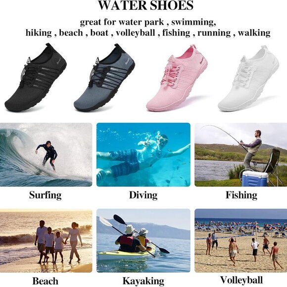 Water Shoes Men Women Quick Dry Mesh Rubber Sole for Beach Pool Surfing - Picture 5 of 7